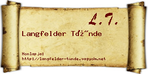 Langfelder Tünde névjegykártya